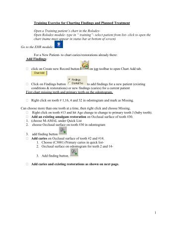 1 Training Exercise for Charting Findings and Planned Treatment ...