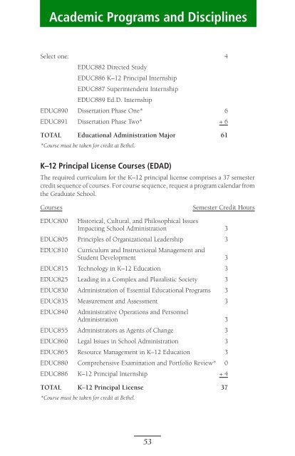 2009-2010 Catalog - Graduate School - Bethel University