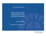 Solicitor Client Privilege in the Estate Context - Clark Wilson LLP