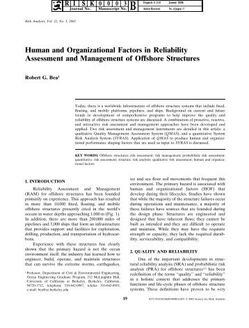 Human and Organizational Factors in Reliability Assessment and ...