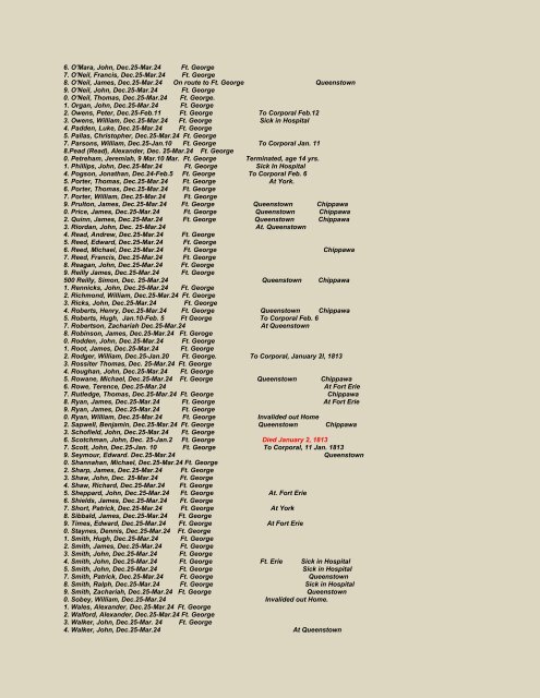 Muster Rolls for the 49th Regiment in Niagara - Niagara Historical ...