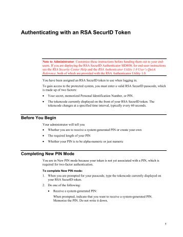 Authenticating with an RSA SecurID Token