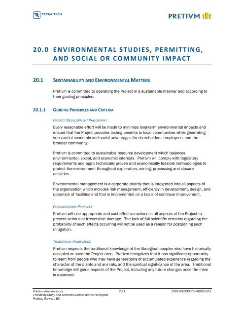 Feasibility Study and Technical Report - Pretivm