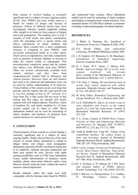 (PMMA) Based Bone Cement - Tribology in Industry