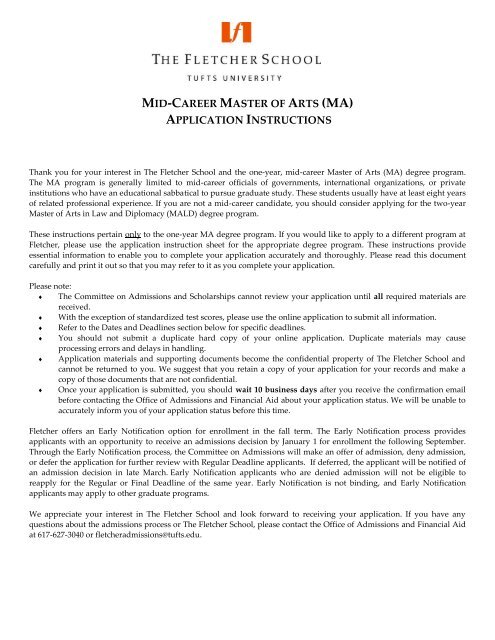 MA - Fletcher School of Law and Diplomacy - Tufts University