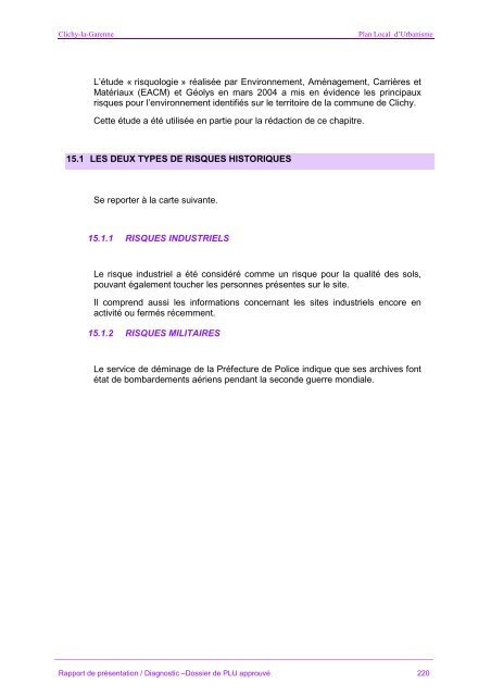 Les risques qui interfÃ¨rent sur l'urbanisation - Ville de Clichy