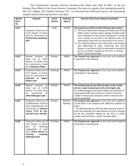 The Commissioner/ Secretary (Forests) introduced Shri Abdul Gani ...