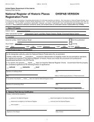 National Register of Historic Places OHSPAB VERSION Registration ...