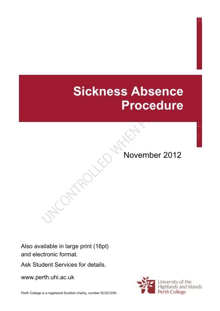 Sickness Absence Procedure - Perth College