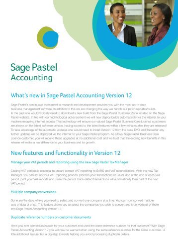 What's new in Sage Pastel Accounting Version 12 New features and ...