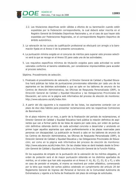 Convocatoria - Diario Oficial de Extremadura
