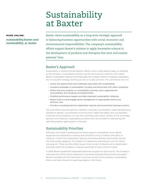 2007 Sustainability Report - Baxter Sustainability Report