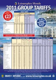 2011 Group Tariffs - Leisureplex Hotels