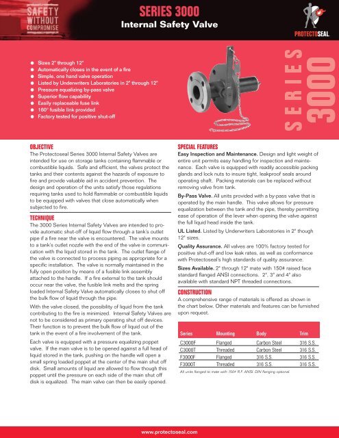 Series 3000 Internal Safety Valve - Protectoseal