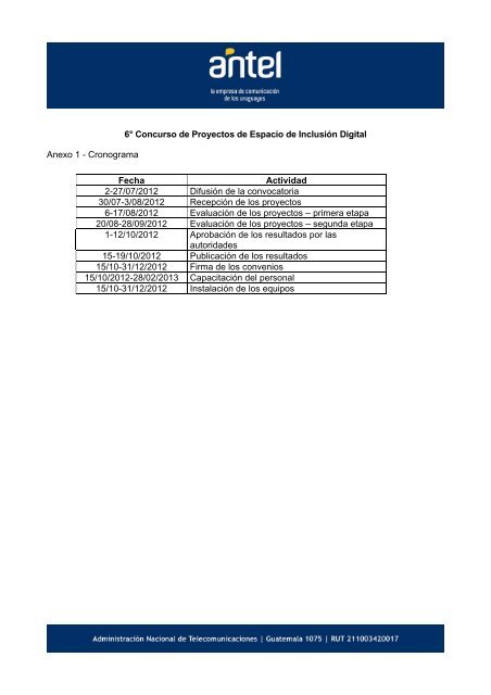 6Â° Concurso de Proyectos de Espacio de InclusiÃ³n Digital ... - Antel