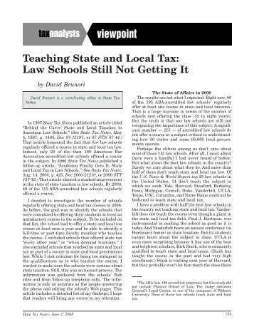 Teaching State and Local Tax: Law Schools Still Not ... - TaxProf Blog