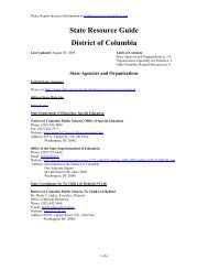 State Resource Guide District of Columbia