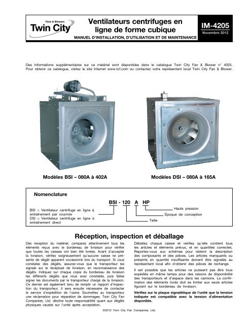 Ventilateurs centrifuges en ligne de forme cubique - Twin City Fan ...