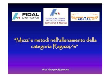 Proposte per l'allenamento nella categoria Ragazzi/e - Fidal Piemonte