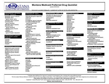 Montana Medicaid Preferred Drug Quicklist