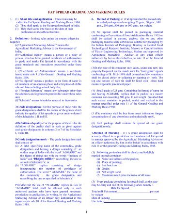 Fatspread Grading and Marking Rules - Agmarknet