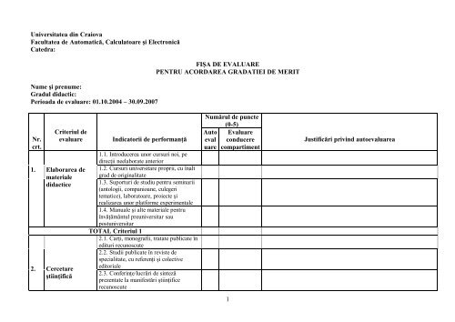 Fisa Evaluare Gradatii de Merit - Facultatea de Automatică ...