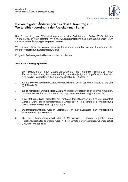 Die wichtigsten Änderungen aus dem 9. Nachtrag zur ...