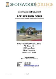International Student APPLICATION FORM - Spotswood College