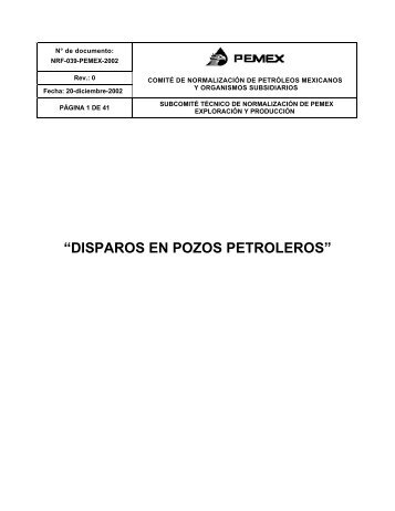 âDISPAROS EN POZOS PETROLEROSâ - cedip