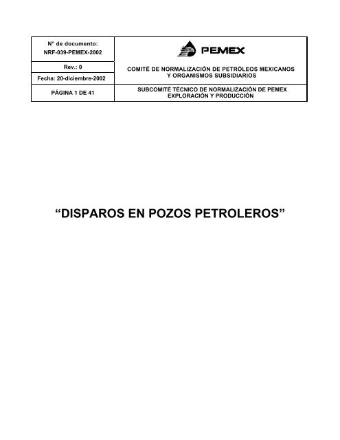 âDISPAROS EN POZOS PETROLEROSâ - cedip