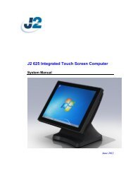 J2 625 Integrated Touch Screen Computer System Manual - Size