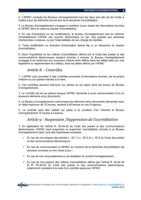 Article 3 â Demande d'accrÃ©ditation - Afnic