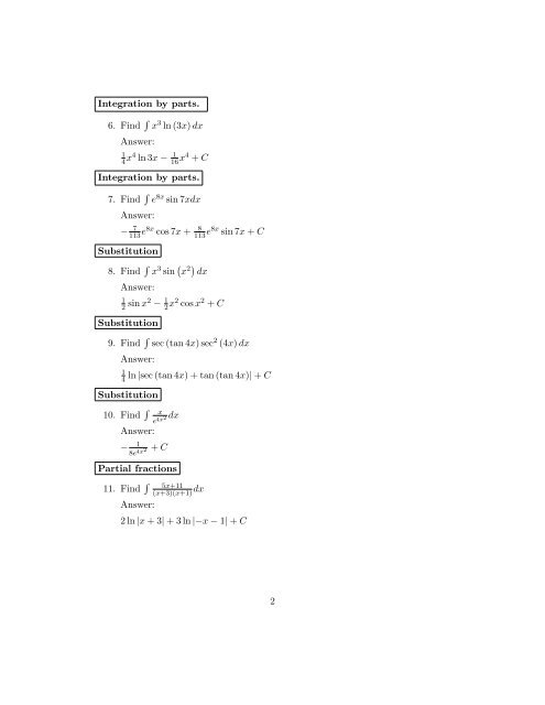 Calculus II Practice Exam (pdf)