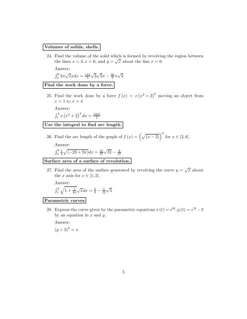 Calculus II Practice Exam (pdf)