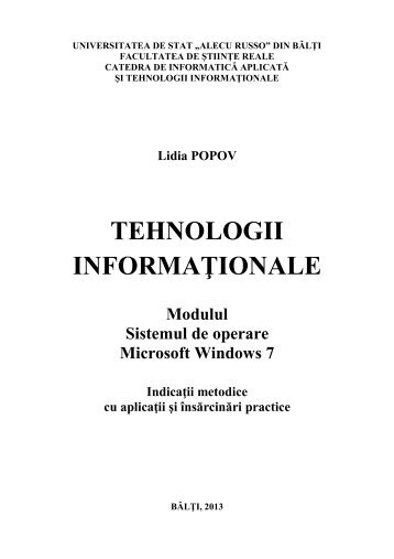 Tehnologii informaÅ£ionale. Modulul Sistemul de operare Microsoft ...