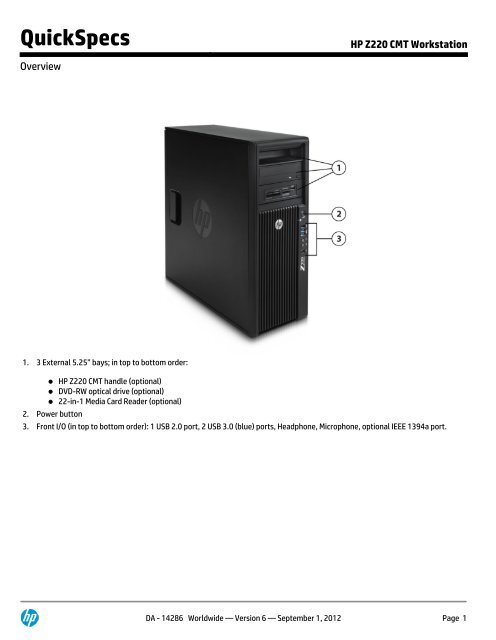 HP Z220 CMT Workstation - Added Dimension