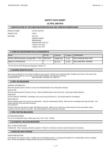 SAFETY DATA SHEET ULTIFIL 2001/810 - AET