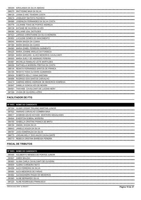 RelaÃ§Ã£o das InscriÃ§Ãµes Indeferidas - Advise