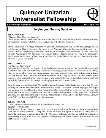 July/August 2008 - Quimper Unitarian Universalist Fellowship