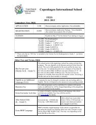 Copenhagen International School FEES 2012- 2013