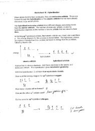 Worksheet 16 ~ Hybridization When atoms bond to form molecules ...