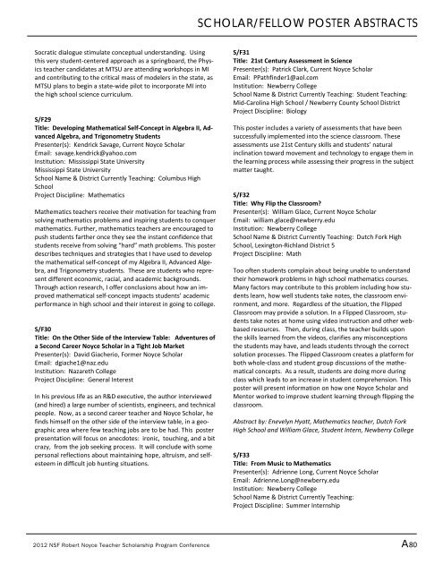 2012 Noyce Conference Program - The Robert Noyce Scholarship ...
