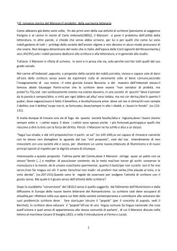1 1)Il romanzo storico del Manzoni:il prodotto della sua teoria ...