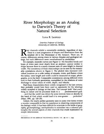 River Morphology as an to Darwin's Theory of Analog Natural ...