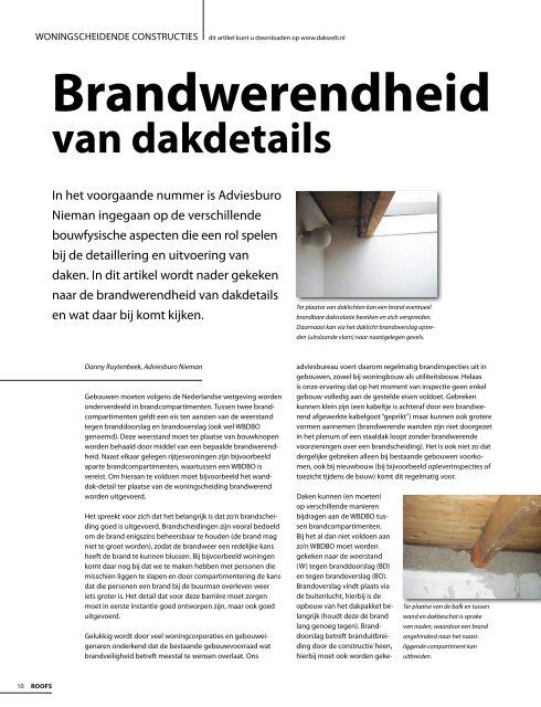 Brandwerendheid van dakdetails