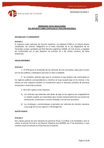 Impuesto sobre Vehículos de Tracción Mecánica - Ayuntamiento de ...