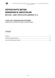 Bund Güteschutz Produktgruppen-Einteilung - Güteschutz Beton