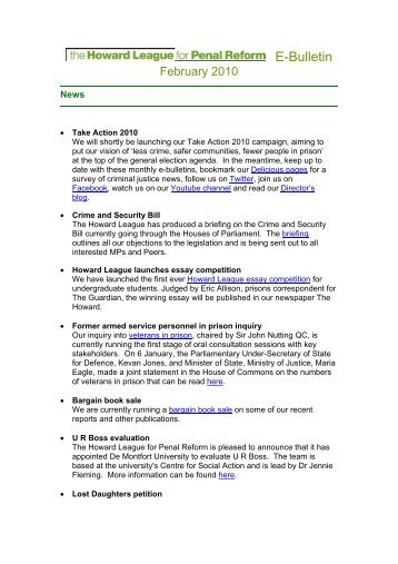 E-Bulletin - The Howard League for Penal Reform