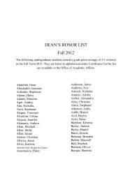 DEAN'S HONOR LIST Fall 2012