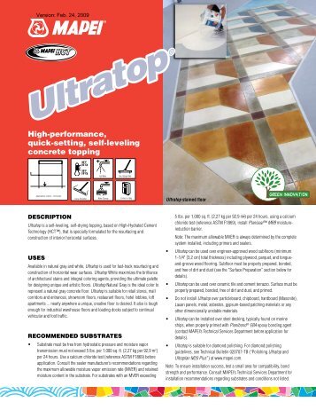 Ultratop specifications (PDF) - GBL Construction